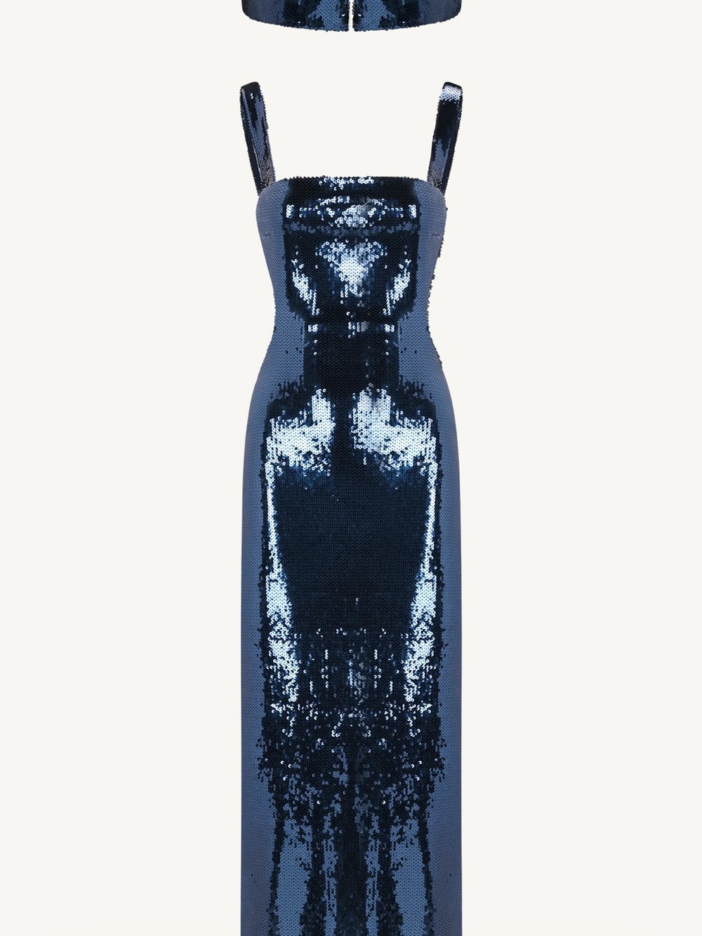 Meshki Navy Sequin Backless Column Dress